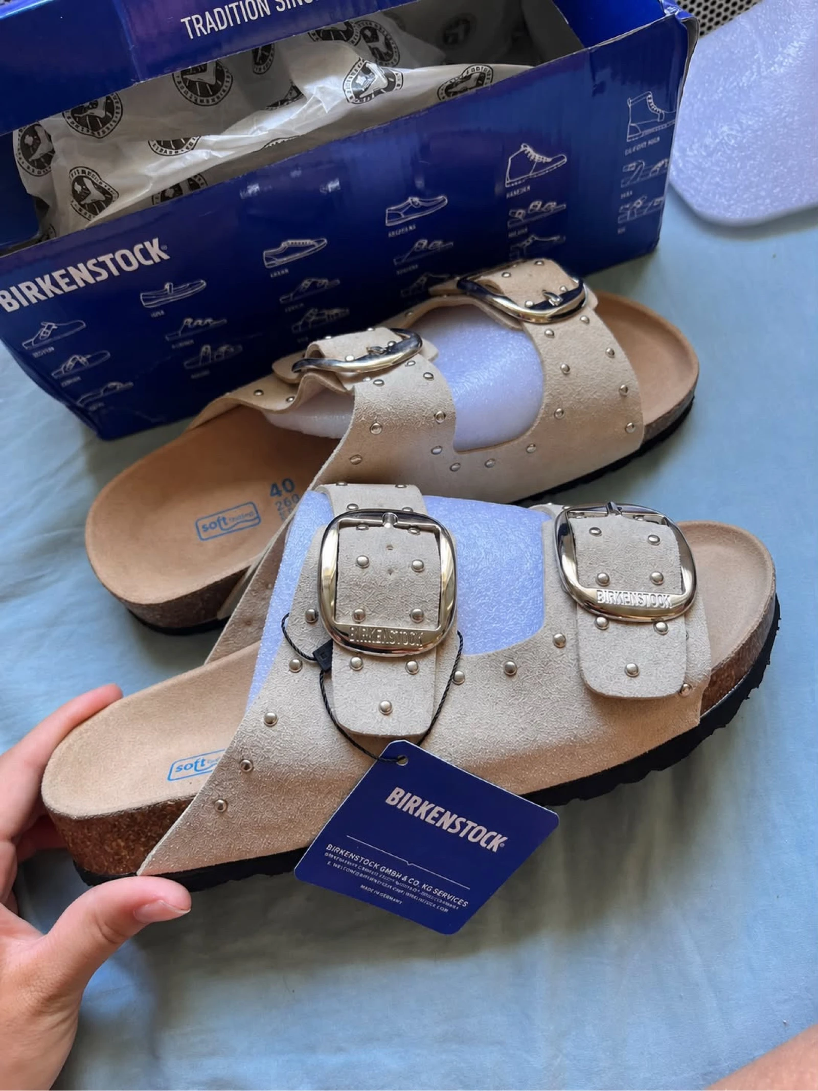 Birk mules beige à clou femme